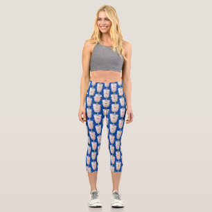 Cute happy bubble tea boba cartoon character  capri leggings