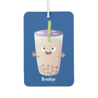 Cute happy bubble tea boba cartoon character