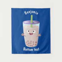 Cute happy bubble tea boba cartoon character
