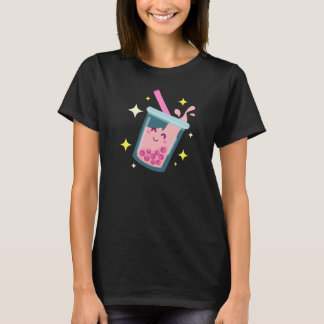 Cute Happy Bubble Tea Design T-Shirt