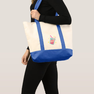 Cute Happy Bubble Tea Design Tote Bag