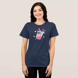 Cute Happy Bubble Tea Design Tri-Blend Shirt