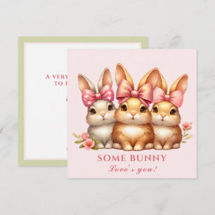 Cute Happy Bunny Girl Watercolor Easter Card
