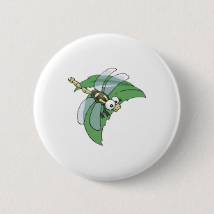 cute happy butterfly on leaf 6 cm round badge