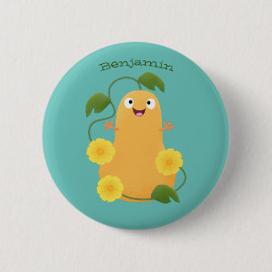 Cute happy butternut pumpkin gourd cartoon 6 cm round badge
