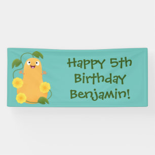Cute happy butternut pumpkin gourd cartoon banner