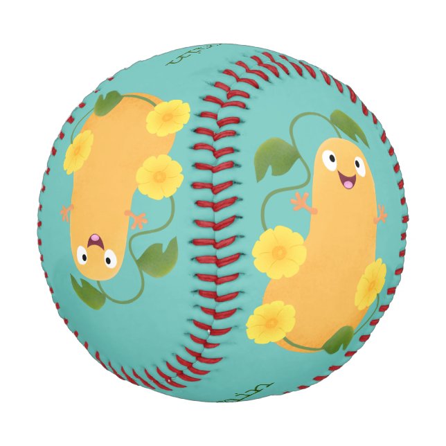 Cute happy butternut pumpkin gourd cartoon baseball (Angled)