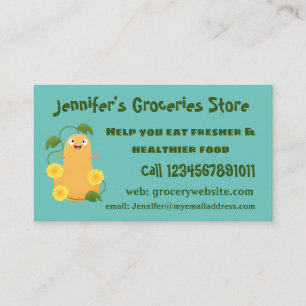 Cute happy butternut pumpkin gourd cartoon business card