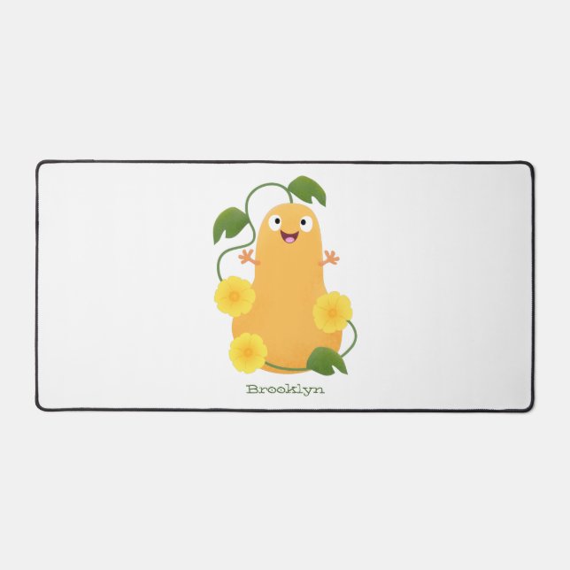 Cute happy butternut pumpkin gourd cartoon desk mat (Front)