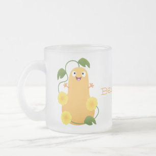 Cute happy butternut pumpkin gourd cartoon frosted glass coffee mug