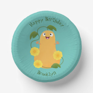 Cute happy butternut pumpkin gourd cartoon paper plate