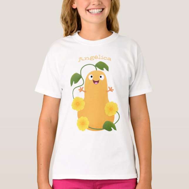 Cute happy butternut pumpkin gourd cartoon T-Shirt (Front)
