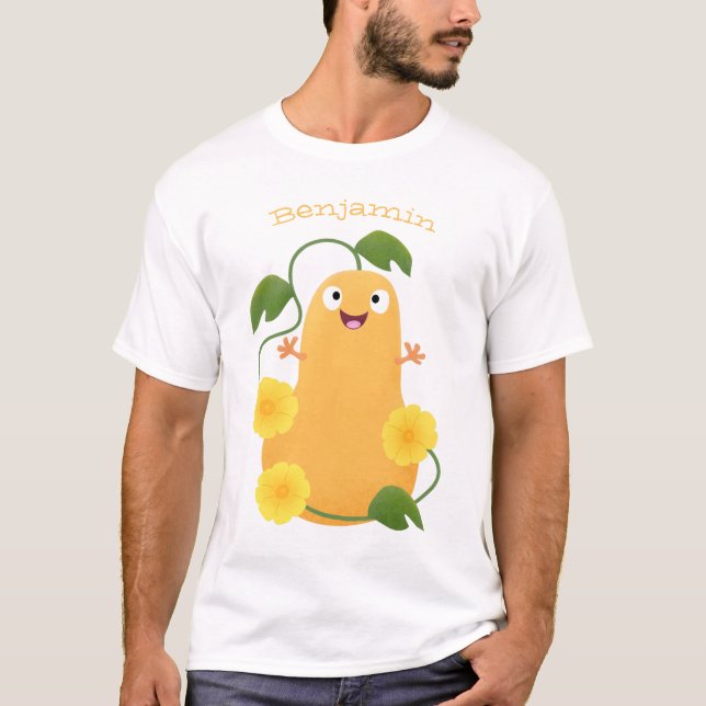 Cute happy butternut pumpkin gourd cartoon T-Shirt (Front)