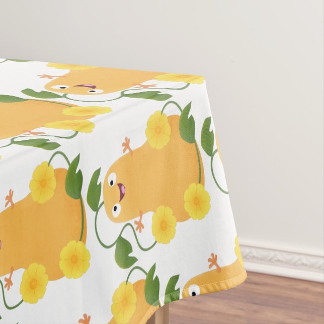Cute happy butternut pumpkin gourd cartoon tablecloth (In Situ)