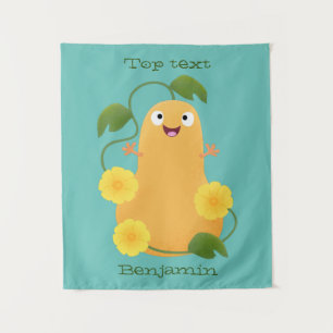 Cute happy butternut pumpkin gourd cartoon tapestry