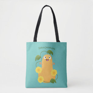 Cute happy butternut pumpkin gourd cartoon tote bag