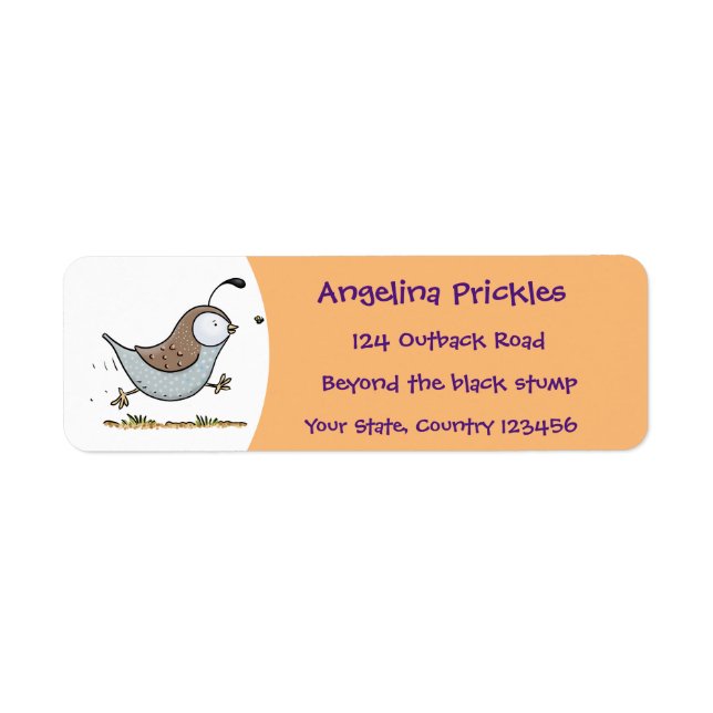 Cute happy californian quail cartoon illustration (Front)
