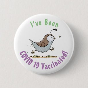 Cute happy californian quail cartoon illustration  6 cm round badge
