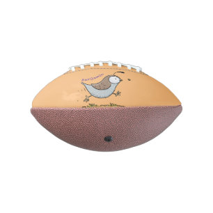 Cute happy californian quail cartoon illustration american football