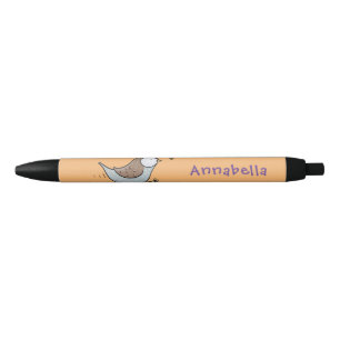 Cute happy californian quail cartoon illustration black ink pen