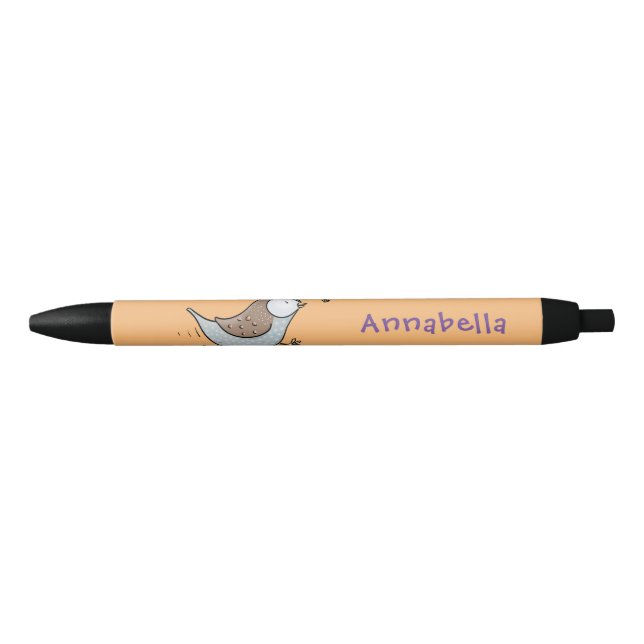 Cute happy californian quail cartoon illustration black ink pen (Front)