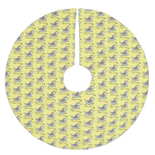 Cute happy californian quail cartoon illustration brushed polyester tree skirt
