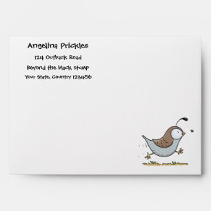 Cute happy californian quail cartoon illustration envelope