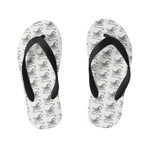 Cute happy californian quail cartoon illustration kid's flip flops