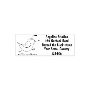 Cute happy californian quail cartoon illustration self-inking stamp
