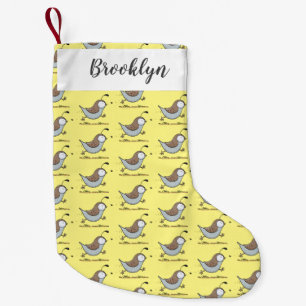 Cute happy californian quail cartoon illustration small christmas stocking