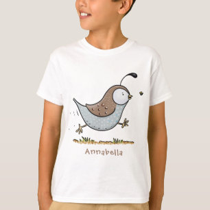 Cute happy californian quail cartoon illustration T-Shirt