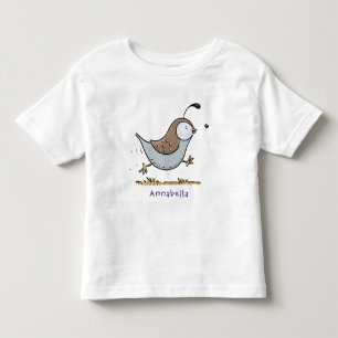 Cute happy californian quail cartoon illustration toddler T-Shirt