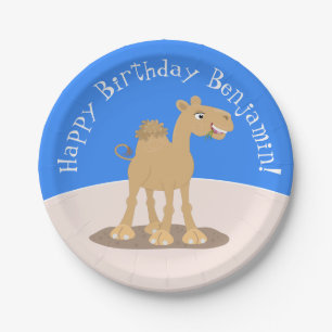 Cute happy camel personalised birthday cartoon paper plate