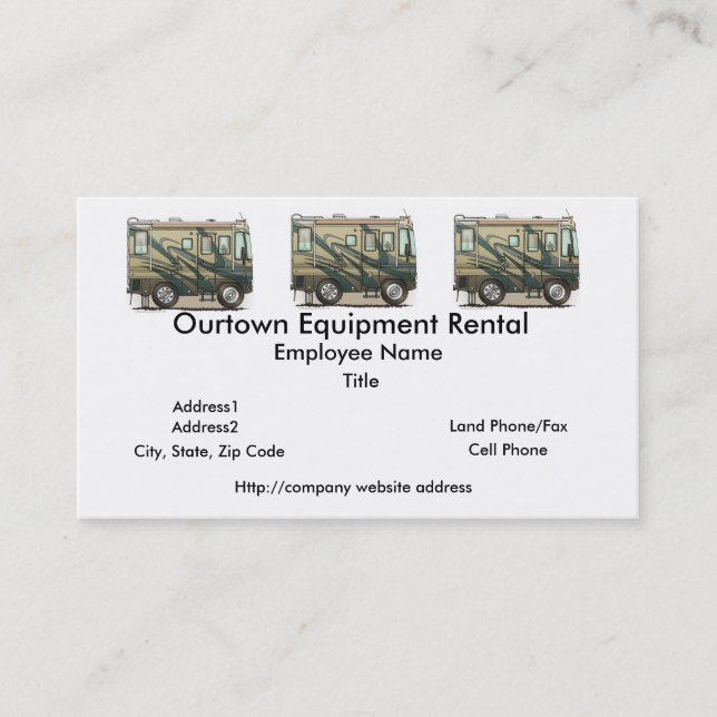 Cute Happy Camper Big RV Coach Motorhome Business Card (Front)