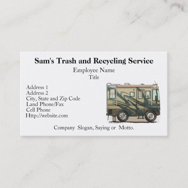 Cute Happy Camper Big RV Coach Motorhome Business Card (Front)