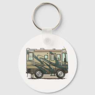 Cute Happy Camper Big RV Coach Motorhome Key Ring