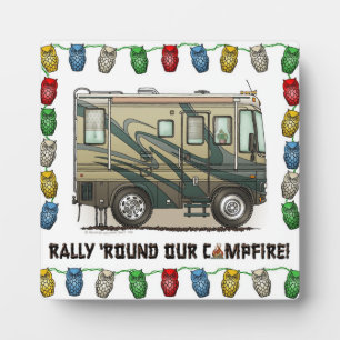 Cute Happy Camper Big RV Coach Motorhome Plaque