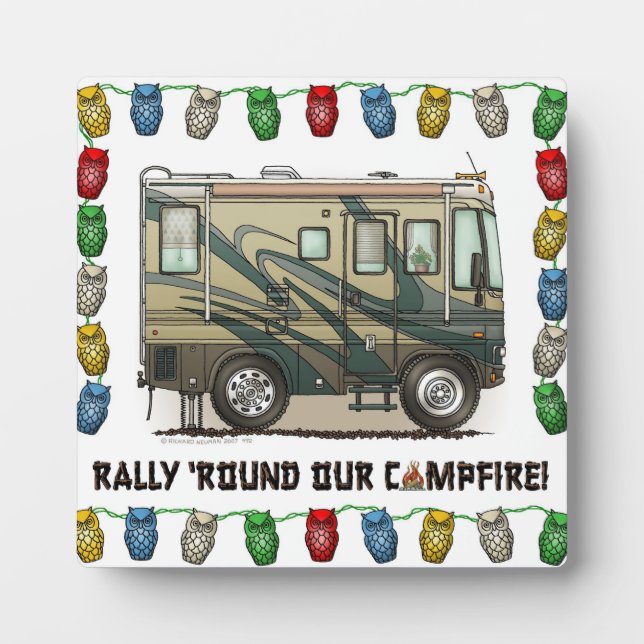 Cute Happy Camper Big RV Coach Motorhome Plaque (Front)
