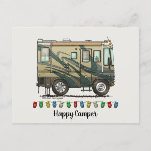 Cute Happy Camper Big RV Coach Motorhome Postcard