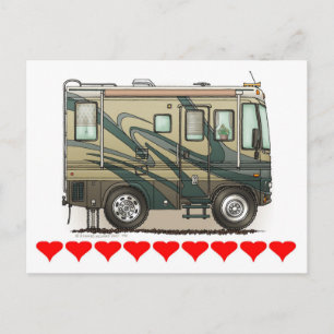 Cute Happy Camper Big RV Coach Motorhome Postcard