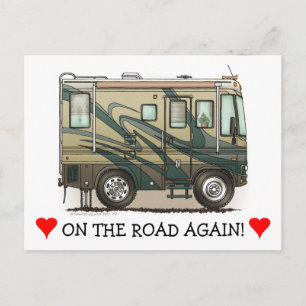 Cute Happy Camper Big RV Coach Motorhome Postcard