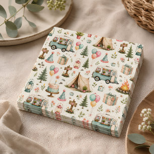 Cute Happy Camper Birthday Party Pattern Napkin