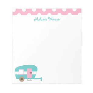 Cute Happy Camper Personalised Notepad