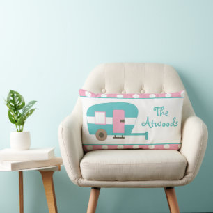 Cute Happy Camper Personalised Throw Pillow