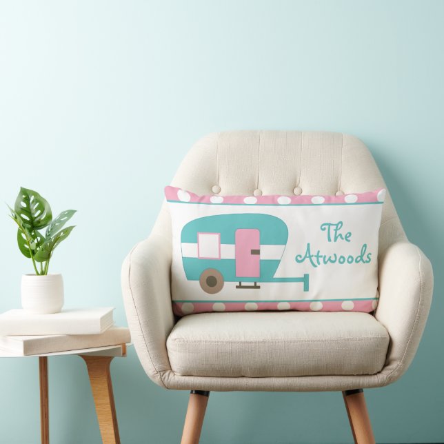 Cute Happy Camper Personalised Throw Pillow (Chair)