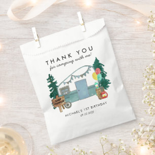 Cute Happy Camper Van Trees Camping 1st Birthday Favour Bags