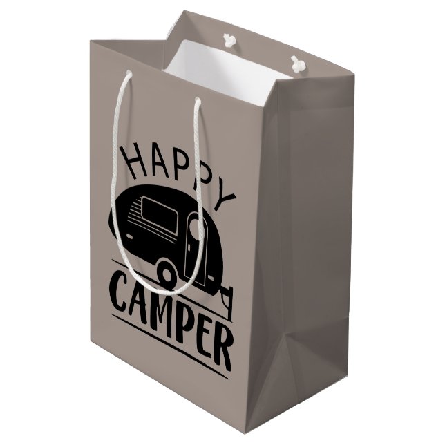 cute Happy Camper word art party Medium Gift Bag (Back Angled)