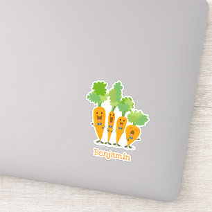 Cute happy carrot quartet cartoon illustration