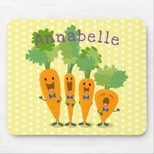 Cute happy carrot quartet cartoon illustration mouse mat
