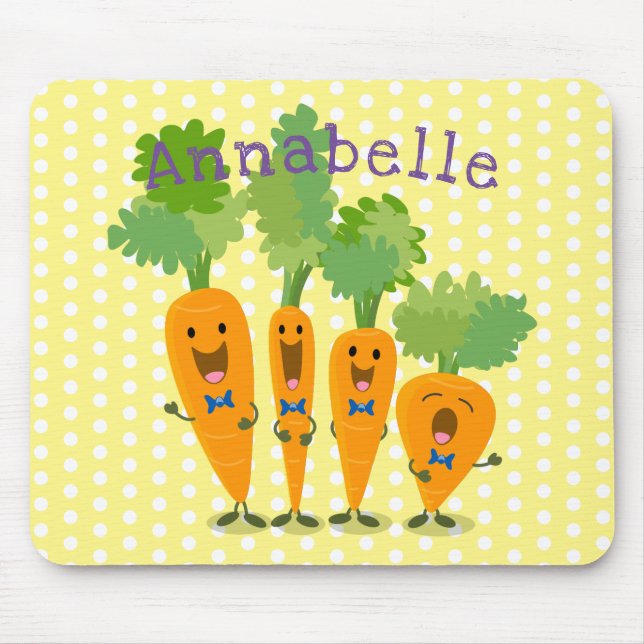 Cute happy carrot quartet cartoon illustration mouse mat (Front)